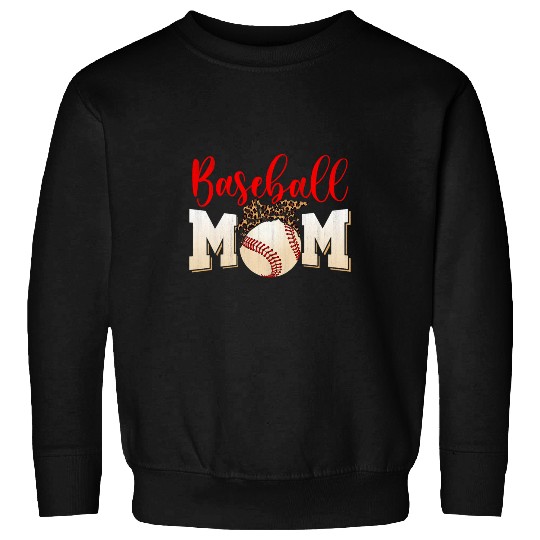 Sport Baseball Mom Leopard Funny Softball Mom Mothers Day 2 6 Sweatshirts