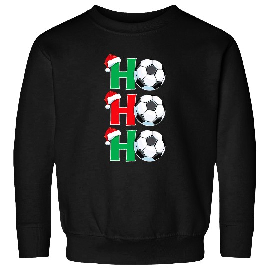 Sport Soccer Ho Ho Ho Soccer Ball Santa Hat Boys Christmas Soccer Player Sweatshirts