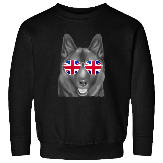 Elkhound Pet Dog Union Jack Sunglasses Sweatshirts