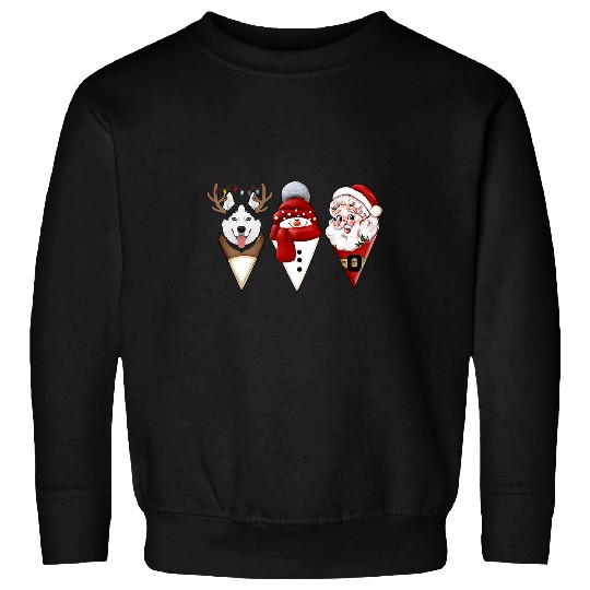 Husky Pet Christmas Husky vibes Ice Cream Merry Christmas Costume Sweatshirts