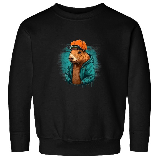 capybaras Mammal Cute and funny capybaras Rap DJ hiphop RB Music Sweatshirts