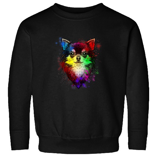 Chihuahua Pet Puppy with Splash Art Design Sweatshirts