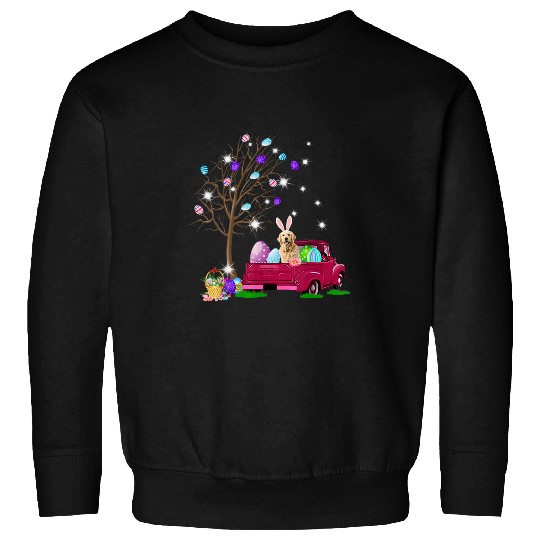 Golden Retriever Pet Hunt Eggs Tree vintages truck Easter Day Sweatshirts