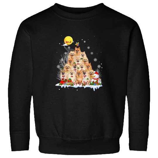 Pomeranian Pet Matching Santa Christmas Tree 316 Sweatshirts