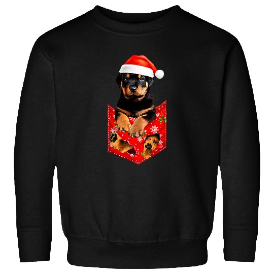 Rottweiler Pet In Pocket A Gift For Christmas Rottweiler Lover Sweatshirts