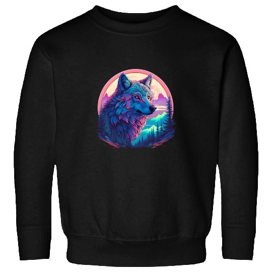 Coyote Mammal Colorful Realistic wolfs in Wilderness Nature on Moon wolfs 25 Sweatshirts