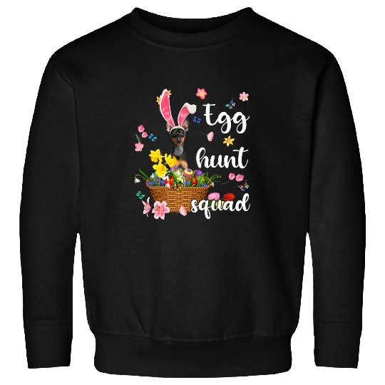Miniature Pinscher Pet Happy Easter Day Easter Colorful Egg Hunt Sweatshirts