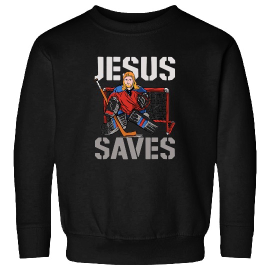 Sport Hockey Christian Ice Hockey Goalie Vintage Goalkeeper Jesus Jesus Saves Sweatshirts
