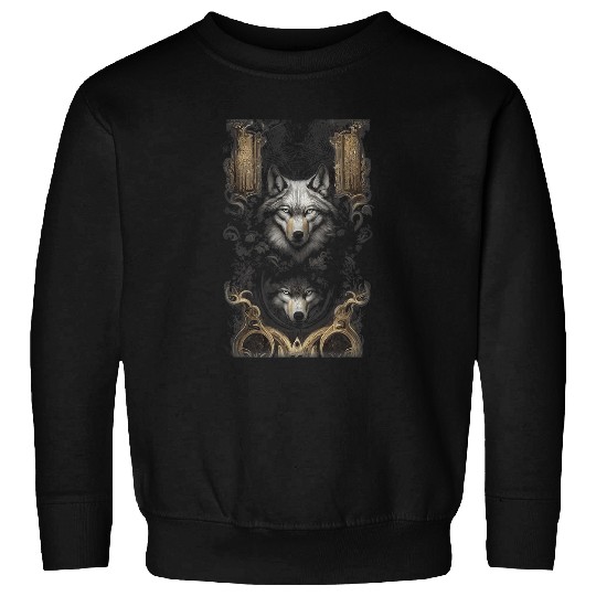 Coyote Mammal Baroque wolfs Black Paper Tarot Card Mage Combat Scene Sweatshirts