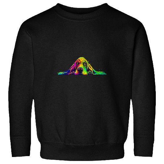 Basset Hound Pet Colorful Dog Art Basset Hound Mom and Dad Pet Sweatshirts