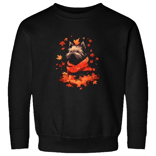 Cairn Terrier Pet Autumn Fall Leaves Dog Thanksgiving Sweatshirts