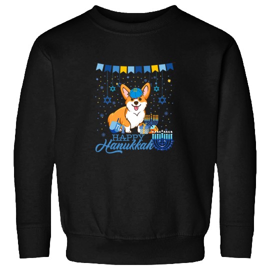 Corgi Pet Dog Menorah Hat Chanukah Hanukkah Jewish xmass 12 Sweatshirts