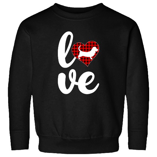 Basset Hound Pet buffalo plaids Love Funny Basset Hound Dog Valentines Day Sweatshirts
