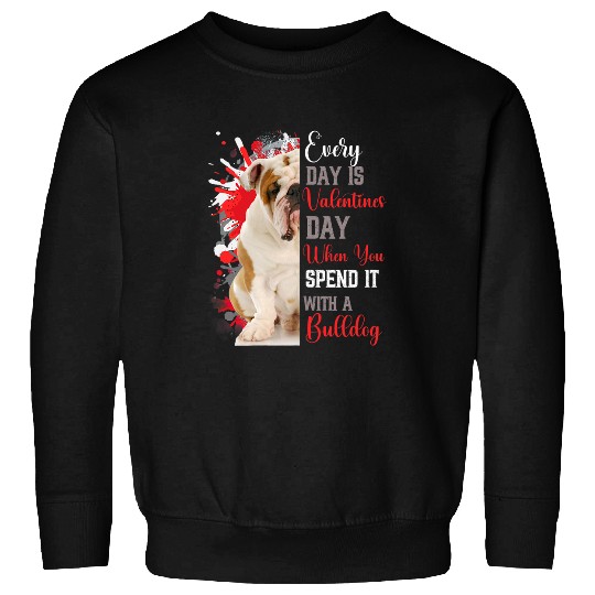 English Bulldog Pet Womens Valentines Day Bull Dog Mom Mother White Bulldog Bully Sweatshirts
