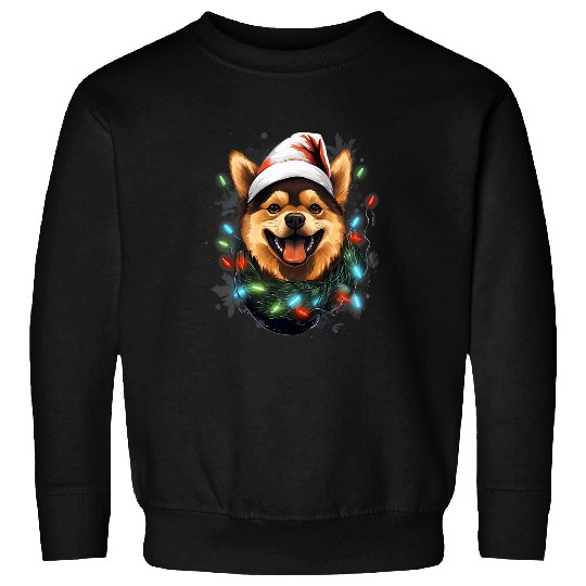 Shiba Inu Pet xmass Black and tan Shiba Inu Tangled Christmas Lights 1 Sweatshirts
