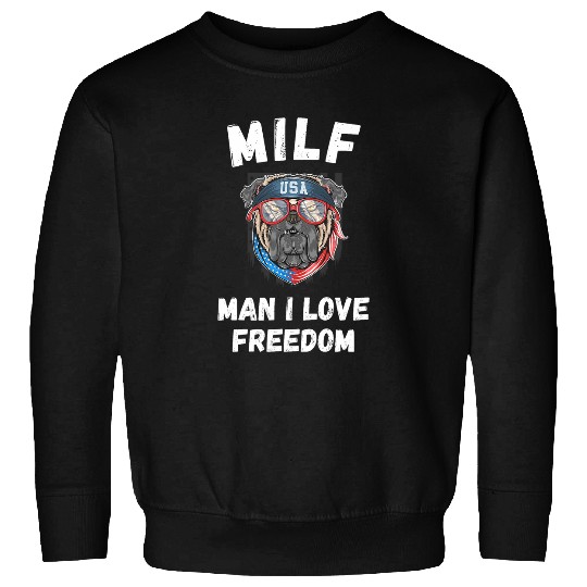 English Bulldog Pet MILF Man I Love Freedom Patriotic Bulldog USA Murica Mom Sweatshirts