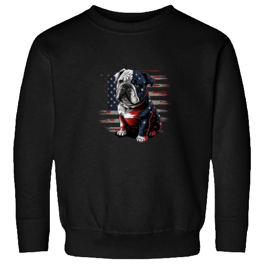 French Bulldog Pet American flag French Bulldog Portrait Sweatshirts