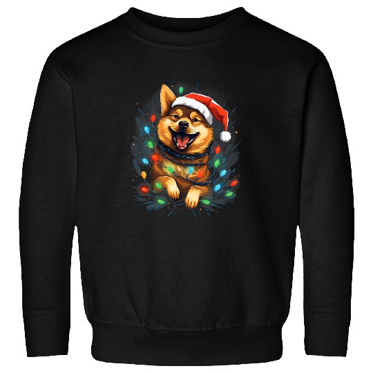 Shiba Inu Pet xmass Black and tan Shiba Inu Tangled Christmas Lights 3 Sweatshirts