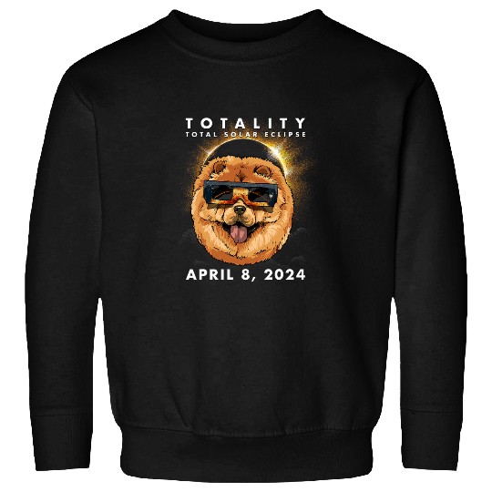 Chow Chow Pet Solar Eclipse 2024 Chow Chow Dog Wearing Glasses Sweatshirts