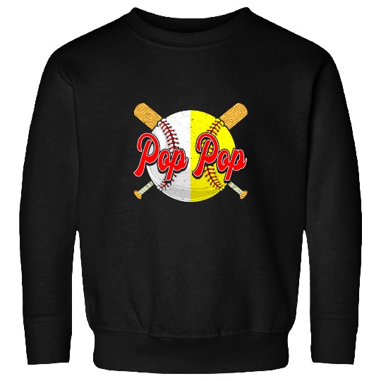 Sport Baseball Retro Pop Pop Baseball Softball Funny Fathers Day Dad Papa Sweatshirts