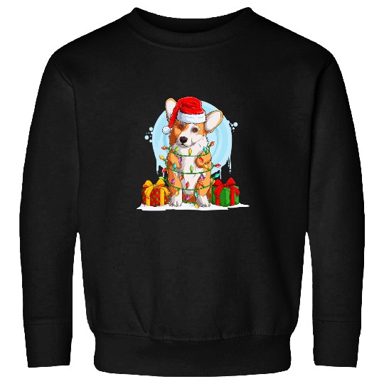 Corgi Pet Dog Cute Santa Tree Lights xmass Costume Christmas Tree Corgi 82 Sweatshirts