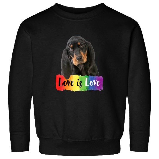 Coonhound Pet Love is Love Rainbow Dog Black and Tan Sweatshirts