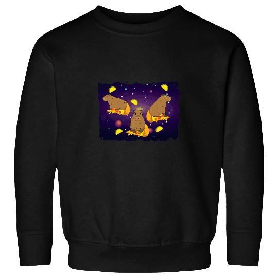 capybaras Mammal Astronauts Space capybaras On Pizza Galaxy Sweatshirts