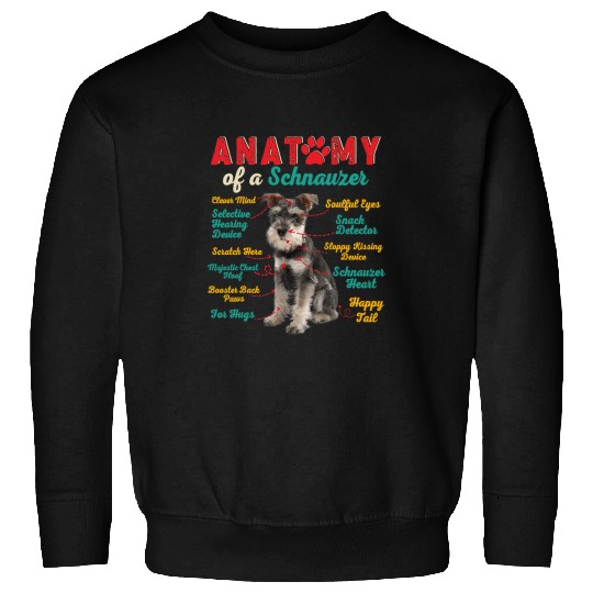Schnauzer Pet vintages Anatomy Of A Schnauzer Funny Dog Owner Lover Family Sweatshirts