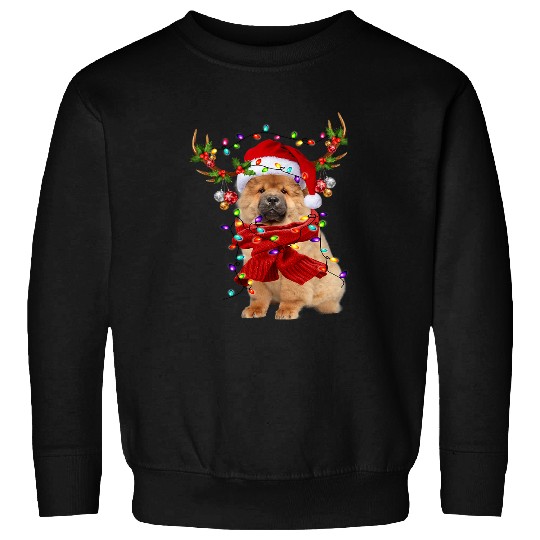 Chow Chow Pet Santa Chow Chow Dog Reindeer Christmas Lights Sweatshirts