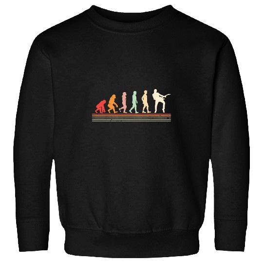 Funny Guitar Lover Guitarist Player Retro Vintage Evolution Guitar Playing Sweatshirts