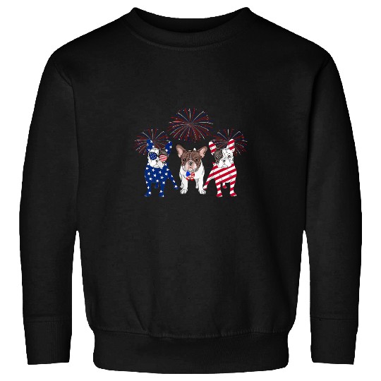 French Bulldog Pet american flag 4th of july independence day Sweatshirts