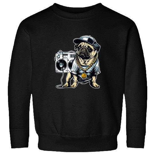 Boxer Pet Pug Lover Funny PugDog Hip Hop Pug Rapper Beat Boxer Breakdance Pugs Sweatshirts