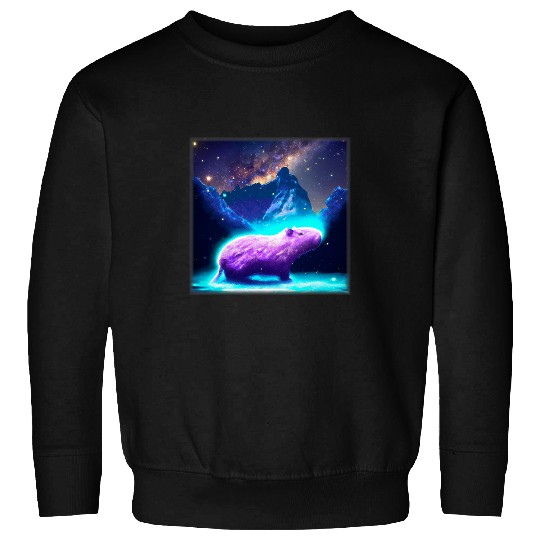 capybaras Mammal Starry Night glowing capybaras blue purple galaxy sky 12 Sweatshirts