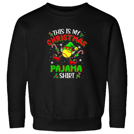 Softball Gift Elf Men Women This Is My Christmas Pajama xmass 63 Sweatshirts