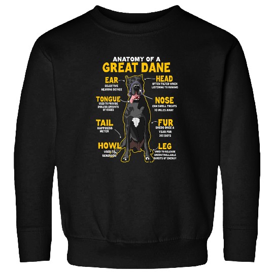 Great Dane Pet Funny Anatomy Of A Black Great Dane For Sweatshirts