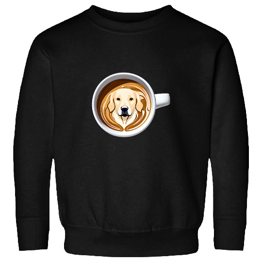 Golden Retriever Pet Funny Goldie Latte Art of Cute Golden Retriever Coffee Art Barista Sweatshirts