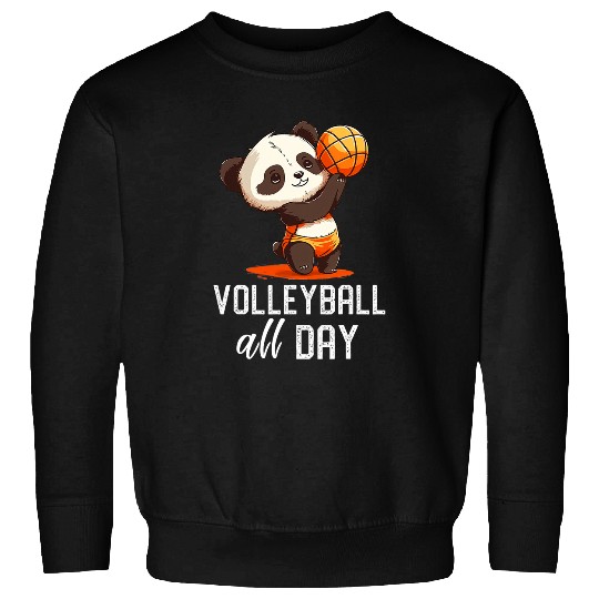 Sport Volleyball All Day Funny Baby Panda Volleyball Sweatshirts