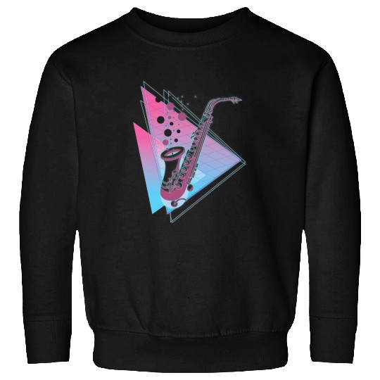 Funny Saxophone Vaporwave 90s Art Musician Saxophonist Jazz Music Saxophone Sweatshirts