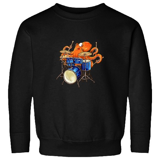 Funny Drummer Octopuss Playing Drums Rock Band Music Cuttlefish Kraken Sweatshirts