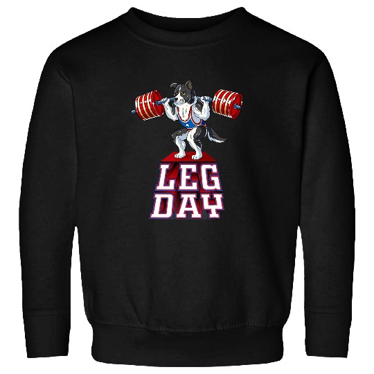 Border Collie Pet Leg Day border collie Weight Lifting Squat Gym Sweatshirts