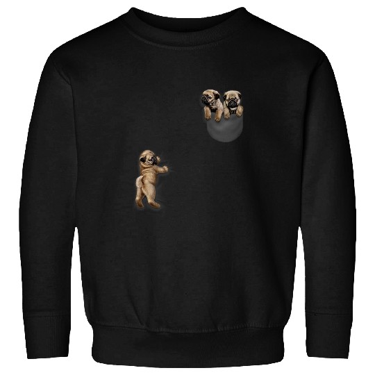 Pug Pet Cute Sleepy Pug Hang Out in Pocket Dog Sweatshirts