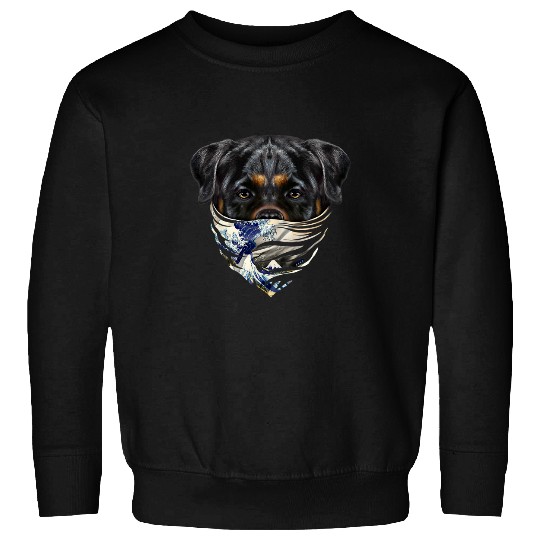 Rottweiler Pet in Edo Japan Tsunami Print Bandana Sweatshirts