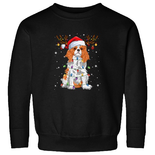 Cavalier Pet King Charles Spaniel Christmas Light Dog Santa Xmas Sweatshirts