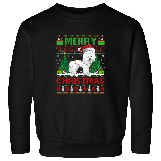 Bichon Pet Frise Lover Lighting Ugly Bichon Frise Christmas Sweatshirts