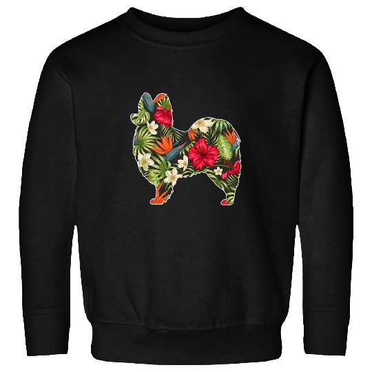 Papillon Pet Summer Tropical Floral Print Flower Hawaii Men Girl Sweatshirts