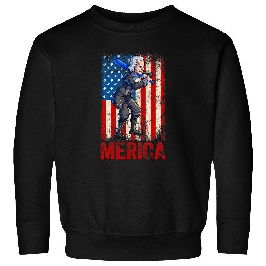 Sport Softball George Washington 4th Of July Boy American USA Flag 3 Sweatshirts