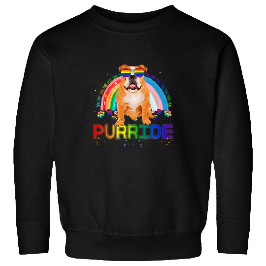 English Bulldog Pet LGBT Pride Funny Bulldog Gay Pride Rainbow Sunglasses LGBTQ Sweatshirts