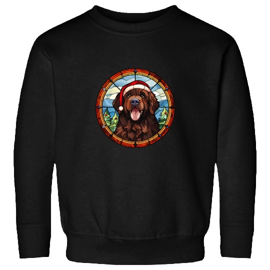 Newfoundland Pet Stained Glass Christmas Newfoundland Dogs Sweatshirts