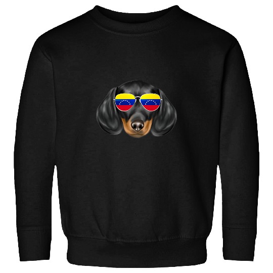 Dachshund Pet Venezuelan Flag Black Dachshund Dog Venezuela Pocket Sweatshirts