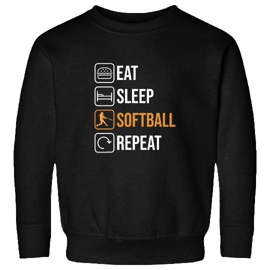 Sport Softball eat sleep softball repeat women men n girl boy kid out Sweatshirts
